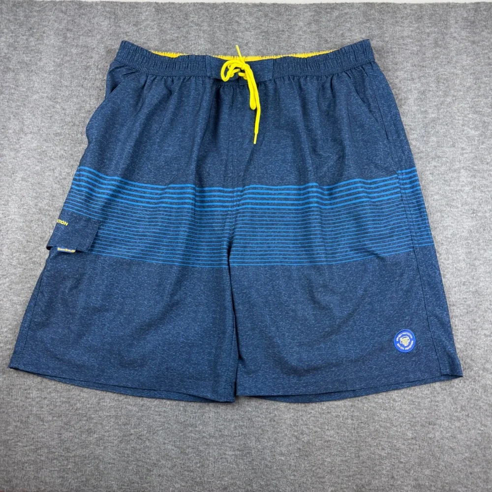 Banana Boat Swim Trunks Mens 3XL Blue Striped UPF 50+ Board Shorts Pocket‎